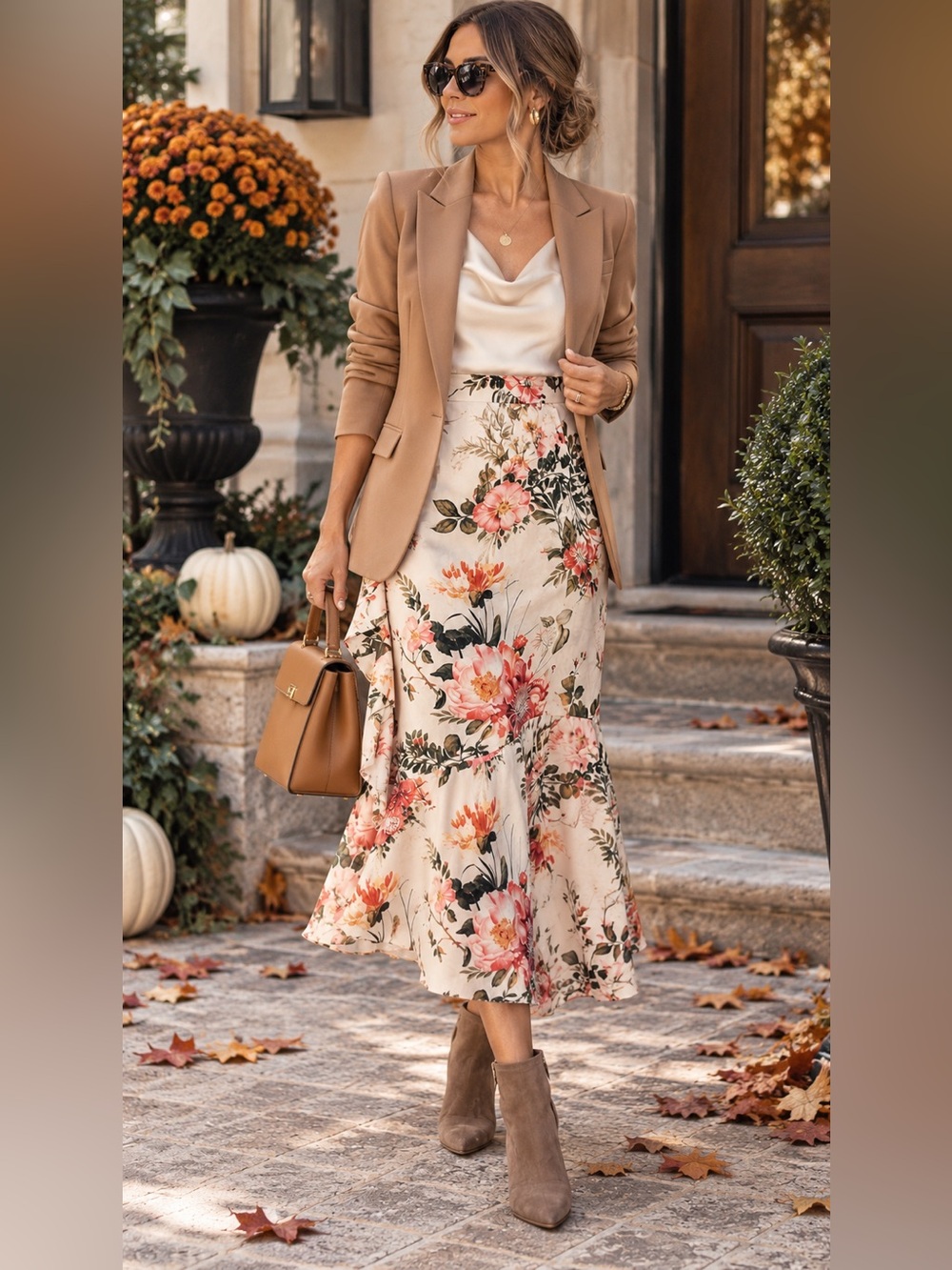 Antonio Melani Floral Ruffle Midi Skirt 4 Botanical High Waist Cottagecore